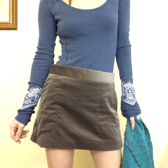 Theory Dresses & Skirts - Theory Gunmetal Grey Velvet Mini Mod Skirt